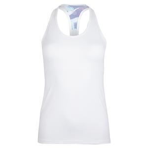 Women`s Bluebell Tennis Tank White and Tropical Summer Print