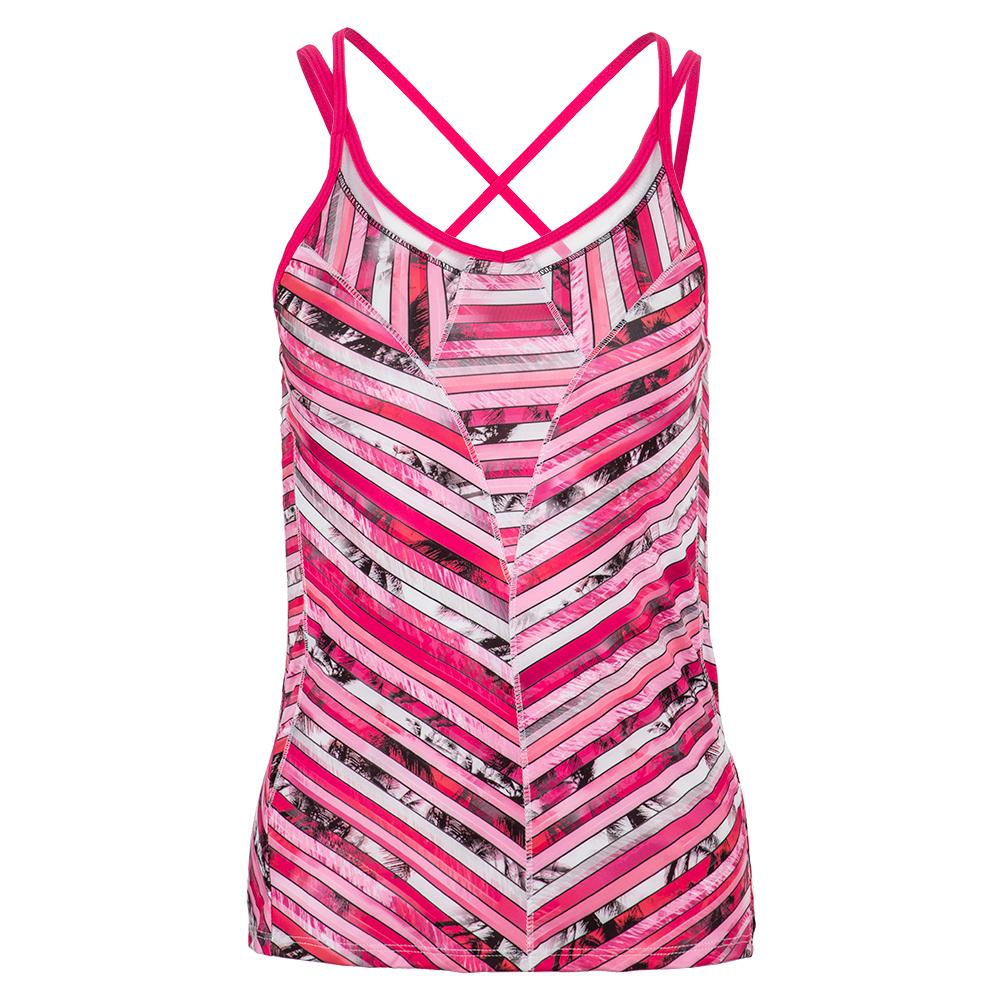 Lucky In Love Women's Chroma Strappy Tennis Tank in Shocking Pink