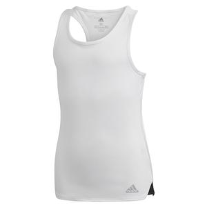 Girls` Club Tennis Tank White and Matte Silver