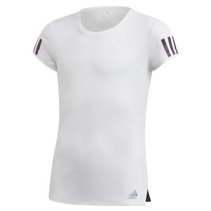 Girls` Club Tennis Top White and Matte Silver