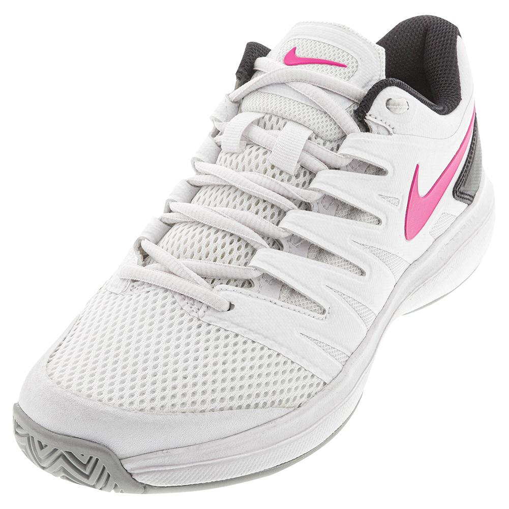 Nike Women`s Air Zoom Prestige Tennis Shoes White and Laser Fuchsia