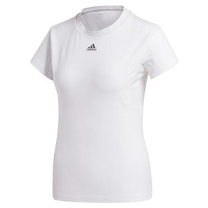Women`s Short Sleeve Tennis Top White and Grey Four