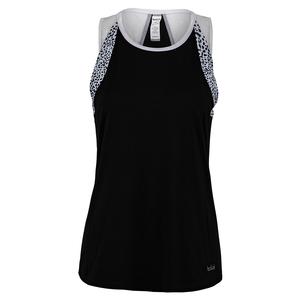 Women`s Serengeti Tennis Tank Black and Print