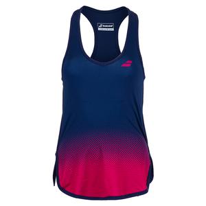 Women`s Compete Tennis Tank Top Estate Blue and Vivacious Red