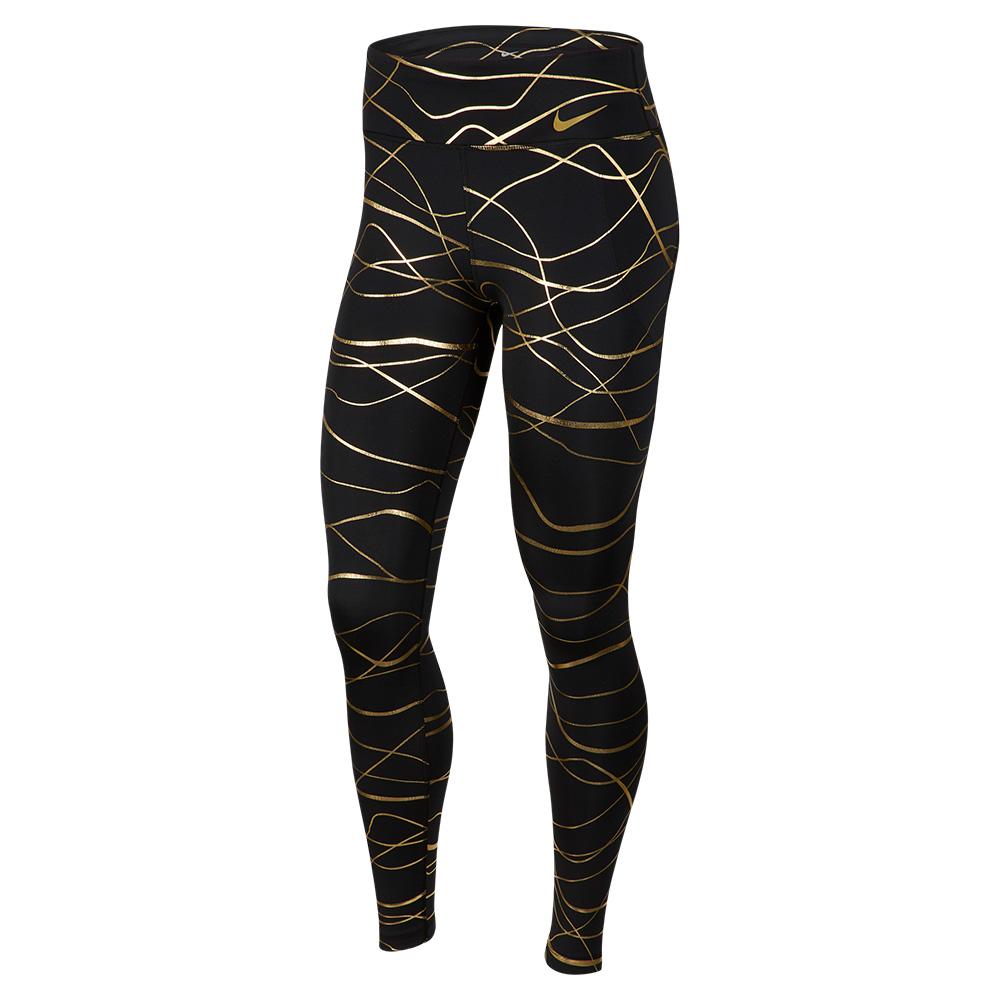 womens black and gold nike leggings