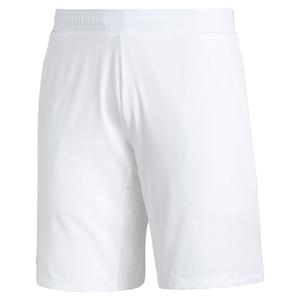 Men`s Club Stretch Woven 9 Inch Tennis Short White and Black