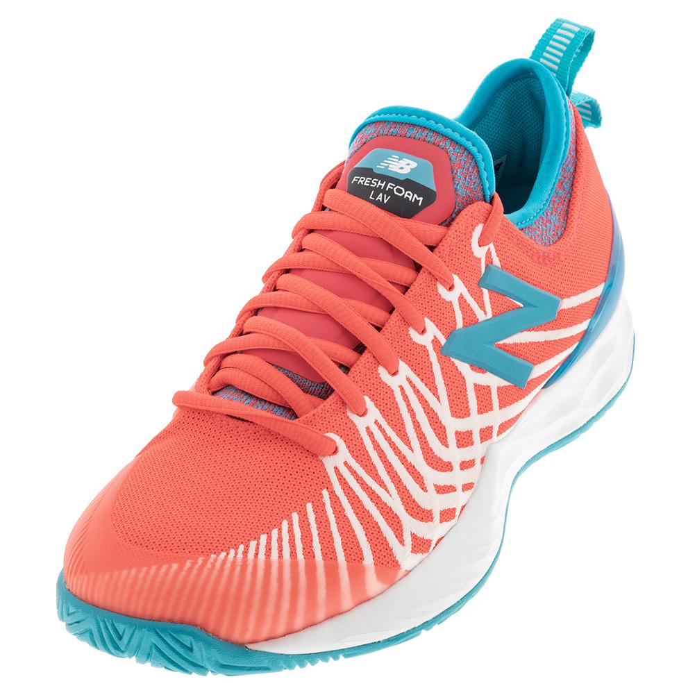 New Women`s Fresh Foam LAV B Width Tennis Shoes Coral & Virtual Sky