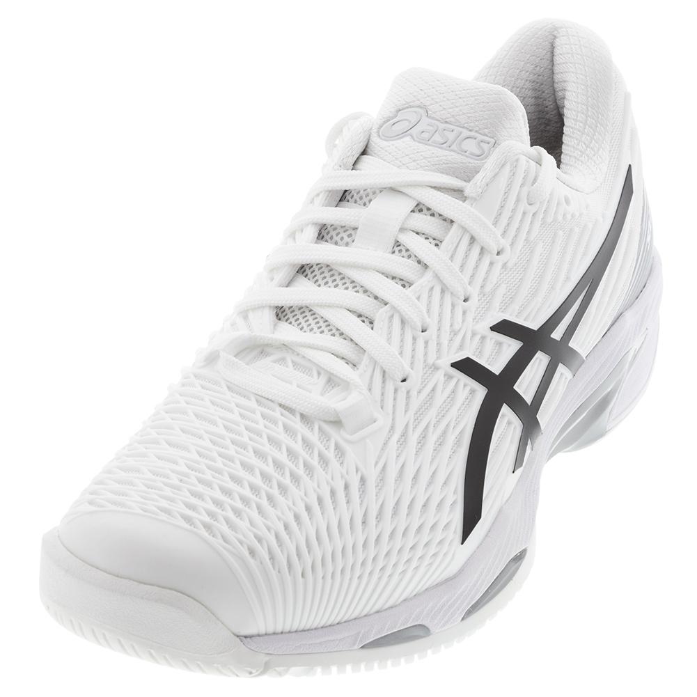 ASICS Men`s Tennis Shoes Solution Speed FF 2 in White and Black Tennis Express