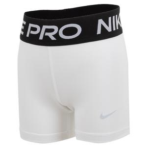 Girls` Pro Training Shorts White and Pure Platinum