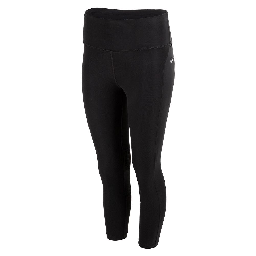 Nike Women`s Fast Cropped Running Leggings Black and Reflective Silver