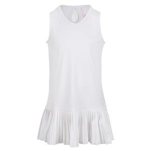 Girls` Keyhole Back Tennis Dress with Mini Pleat White