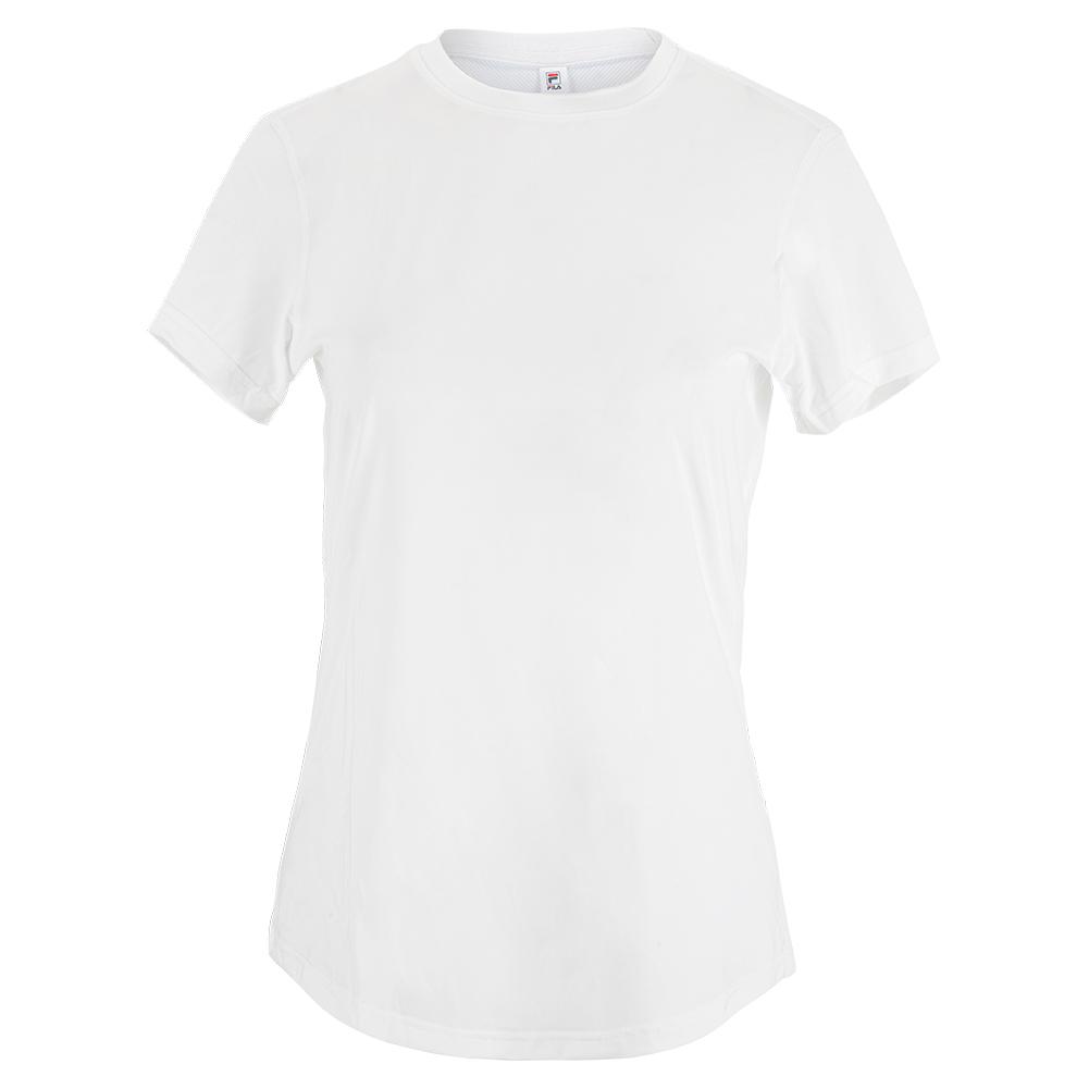 FILA Women`s White Line Short Sleeve Tennis Top White