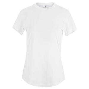 Women`s White Line Short Sleeve Tennis Top White