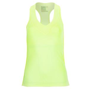 Women`s V-Neck Tennis Tank with Bra Lemon Frost