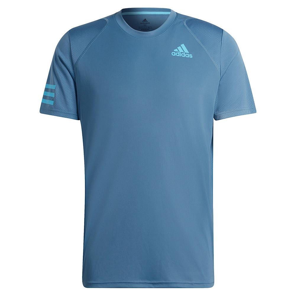  Men's Club 3- Stripe Tennis T- Shirt Altered Blue And Sky Rush