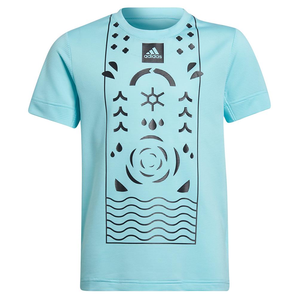  Boys ` Printed Tennis T- Shirt Pulse Aqua And Black