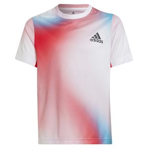Boys` Printed Tennis Top White and Vivid Red