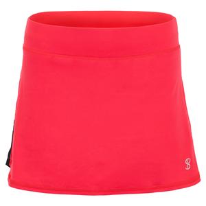 Women`s 14 Inch Tennis Skort Berry Red and Black Rose