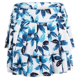 Women`s Layered Pleat Tennis Skort Blue Water Floral