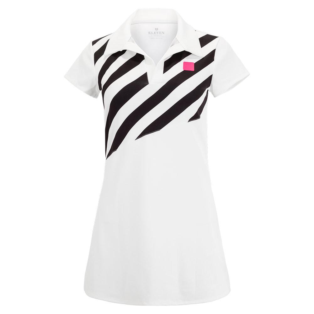 Women's Winner Short Sleeve Tennis Polo Dress White And Stripe