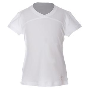 Girls` UV Colors Short Sleeve Tennis Top White