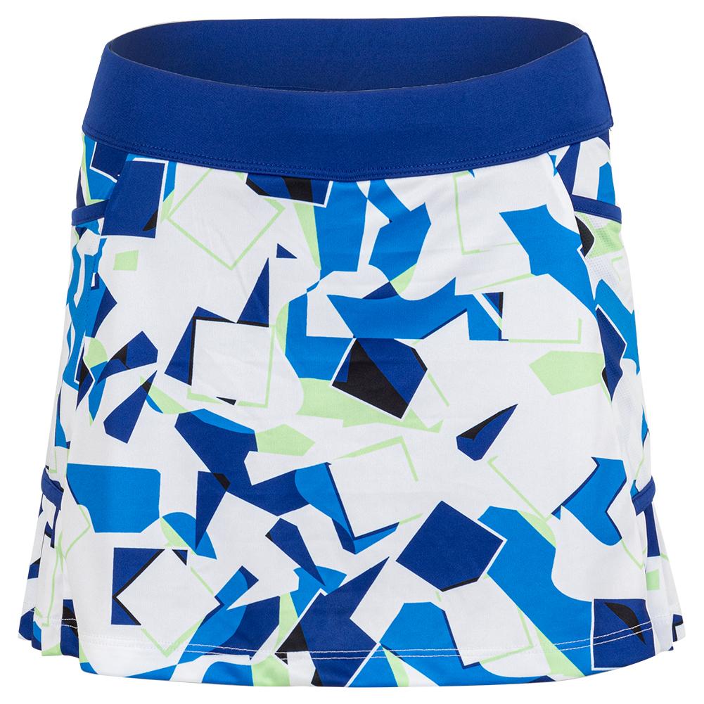  Women's Abstract Print Tennis Skort With Side Pleats Brilliant White