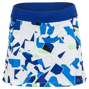 Women`s Abstract Print Tennis Skort with Side Pleats Brilliant White