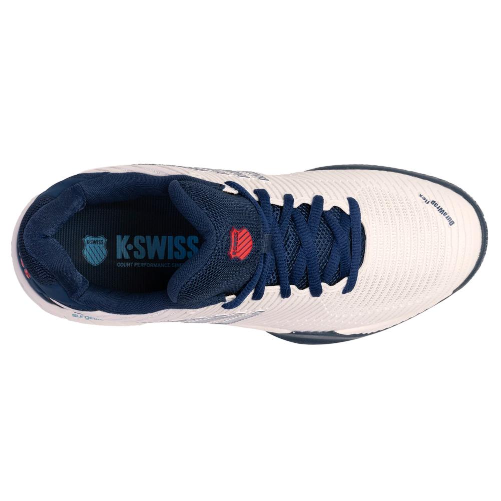 K-Swiss Men`s Hypercourt Express 2 Tennis Shoes Blanc de Blanc and Blue ...