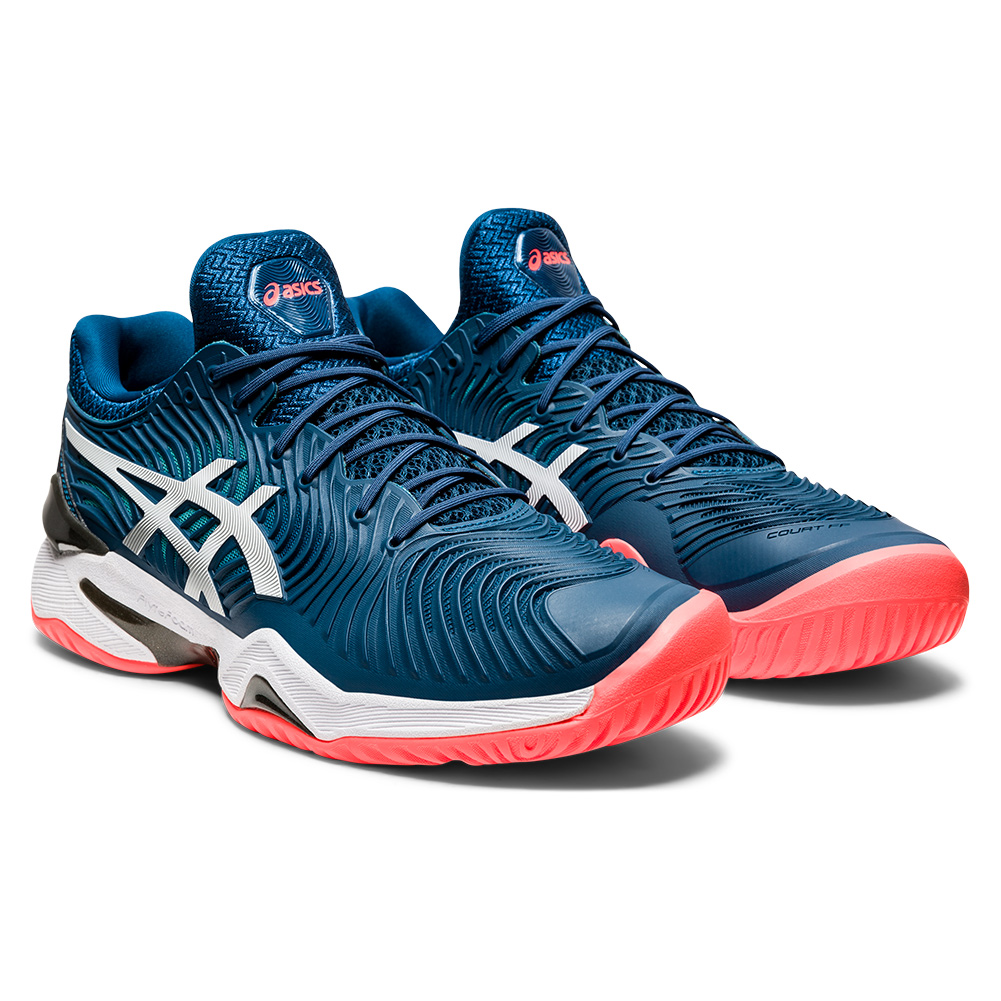 tênis asics court ff azul e vermelho