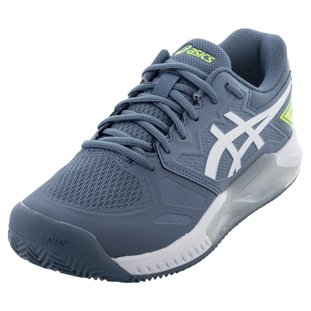 ASICS Men`s GEL-Challenger 13 Clay Tennis Shoes Steel Blue and White