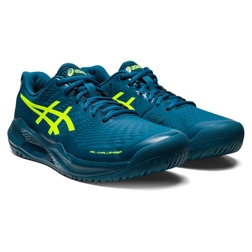 ASICS Men`s Gel-Challenger Tennis Shoes Restful Teal and Safety Yellow