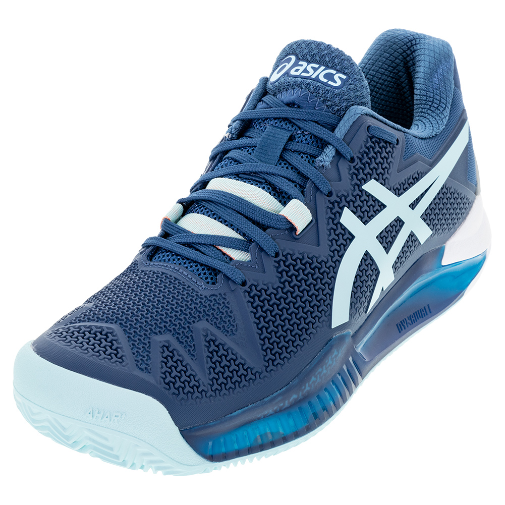 ASICS Women`s GEL-Resolution 8 Clay Tennis Shoes Light Indigo and Clear ...