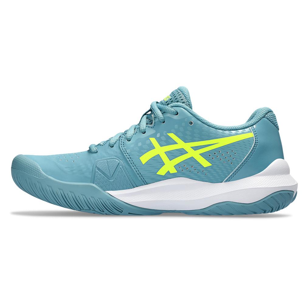ASICS Women`s Gel-Challenger 14 Tennis Shoes Gris Blue and Safety Yellow