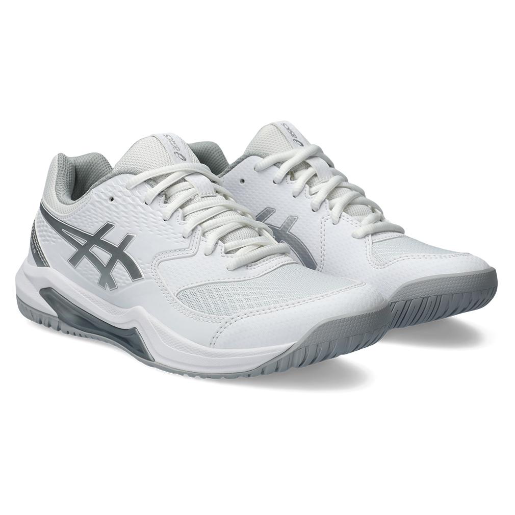 ASICS Women`s Gel-Dedicate 8 Tennis Shoes White and Pure Silver