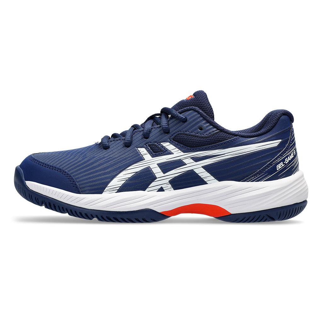 ASICS Juniors` Gel-Game 9 Tennis Shoes Blue Expanse and Pure Silver