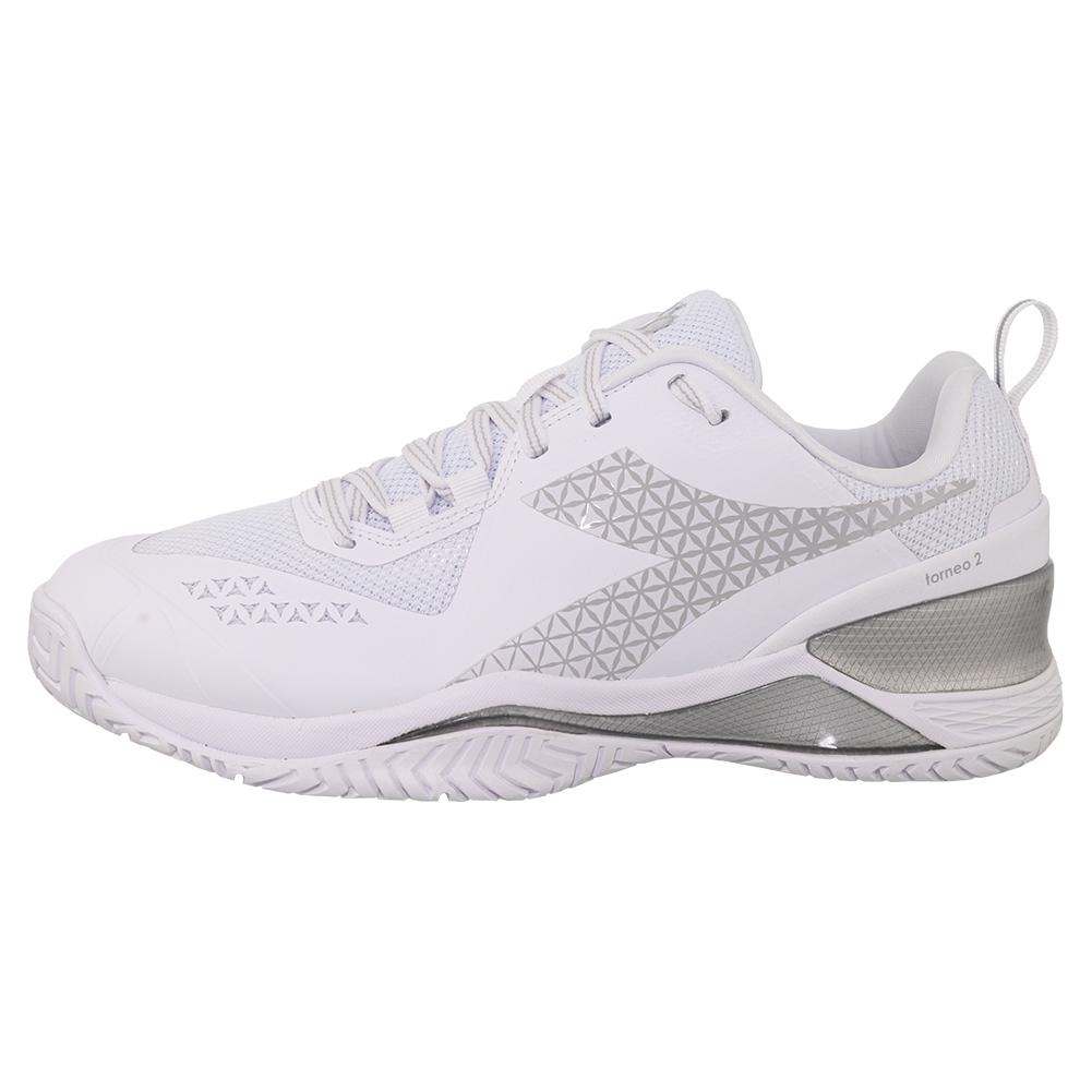 Diadora Men`s Blushield Torneo 2 AG Wide Tennis Shoes White