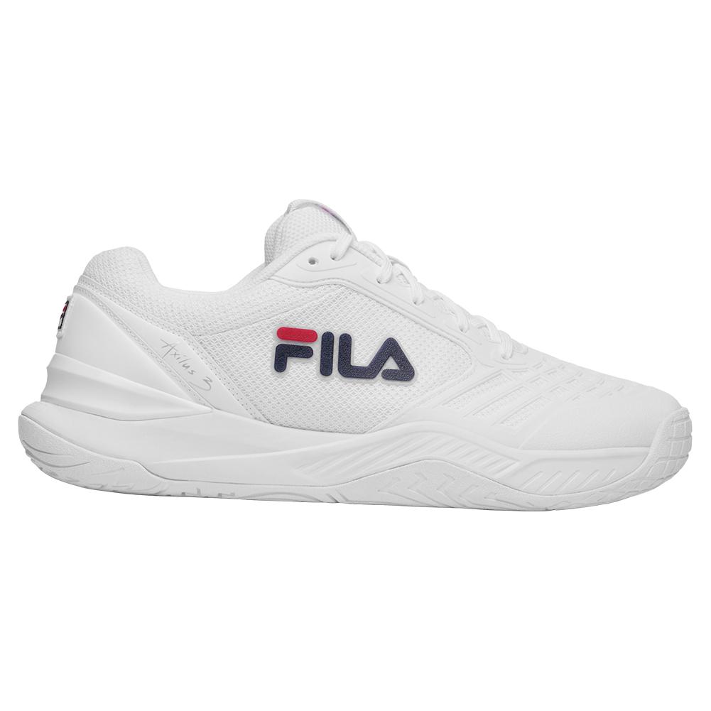 Fila Men`s Axilus 3 Tennis Shoes White and Navy