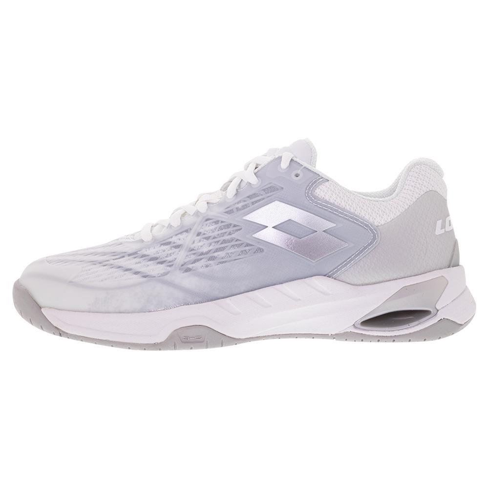 Lotto Women`s Mirage 100 Speed Tennis Shoes All White and Silver Metal 2