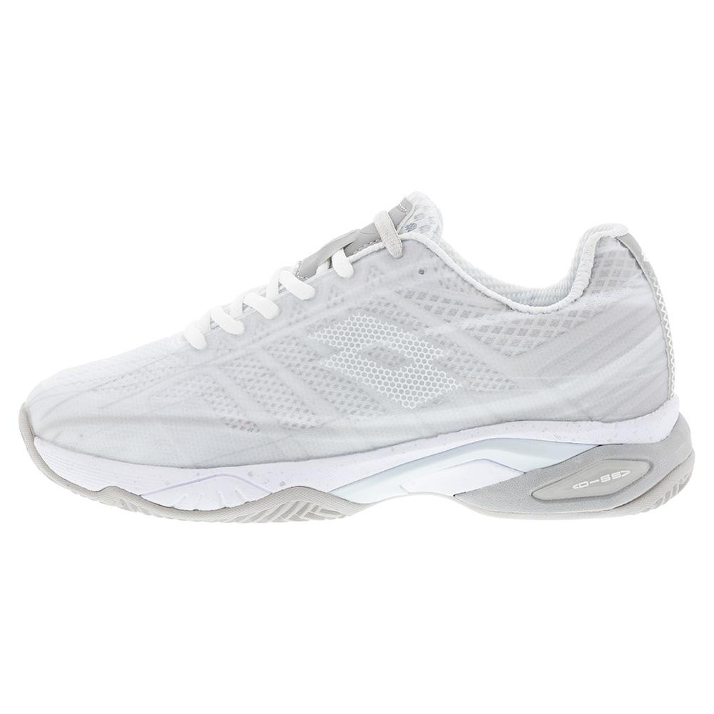 Lotto Women`s Mirage 300 Clay Tennis Shoes All White and Silver Metal 2