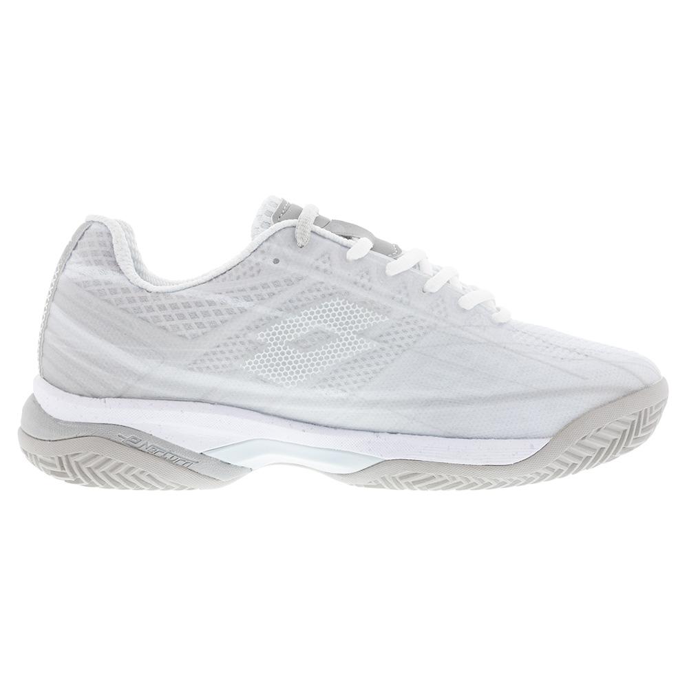 Lotto Women`s Mirage 300 Clay Tennis Shoes All White and Silver Metal 2
