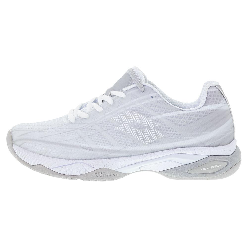Lotto Women`s Mirage 300 Speed Tennis Shoes All White and Silver Metal 2