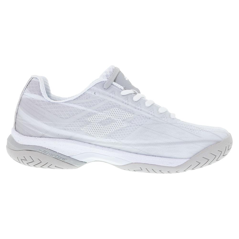 Lotto Women`s Mirage 300 Speed Tennis Shoes All White and Silver Metal 2