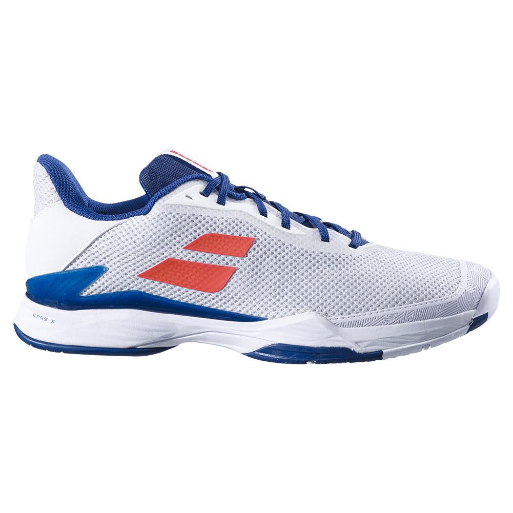 Babolat Men`s Jet Tere All Court Tennis Shoes White and Estate Blue