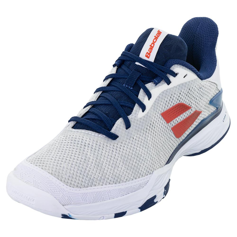 Babolat Men`s Jet Tere All Court Tennis Shoes White and Estate Blue