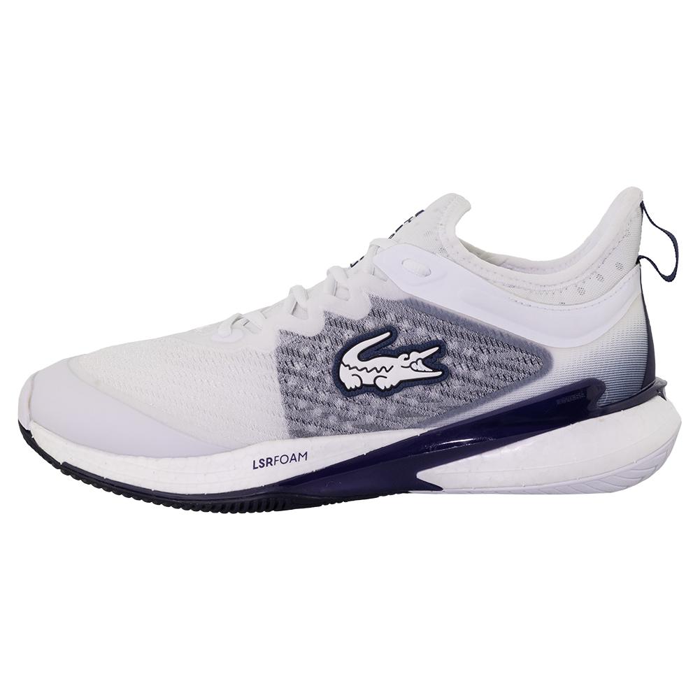 Lacoste Men`s AG-LT23 Lite Tennis Shoes White and Navy