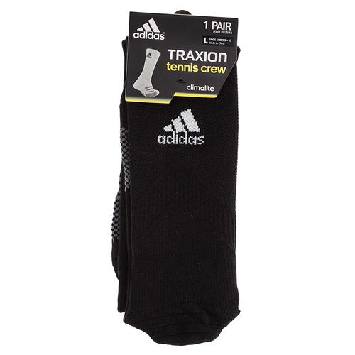 Tennis Express | ADIDAS Traxion Tennis Crew Socks Black and Shock Red