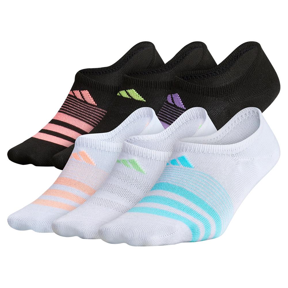 adidas Girl’s Superlite Super No Show Socks 6-Pack White and Black