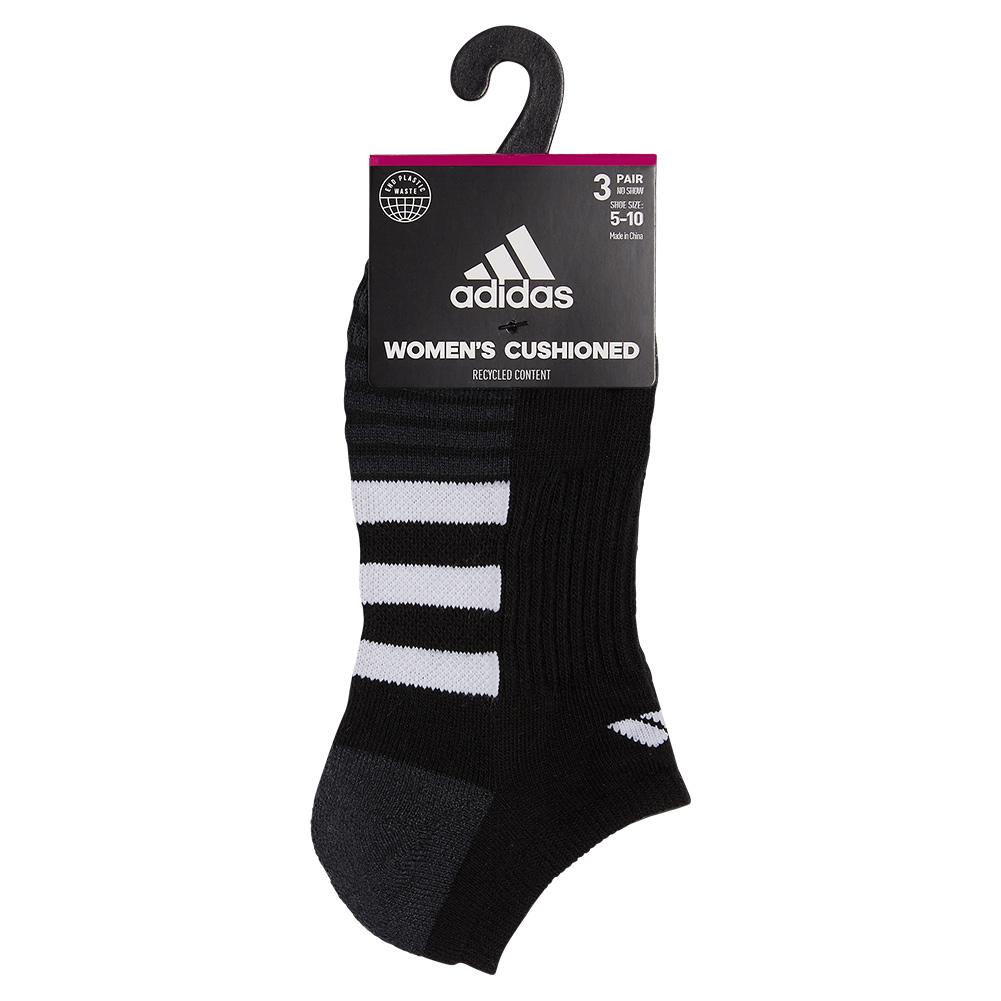 ADIDAS Women's Cushioned 3.0 No Show Socks 3-Pack Size 5-10 Black and Night