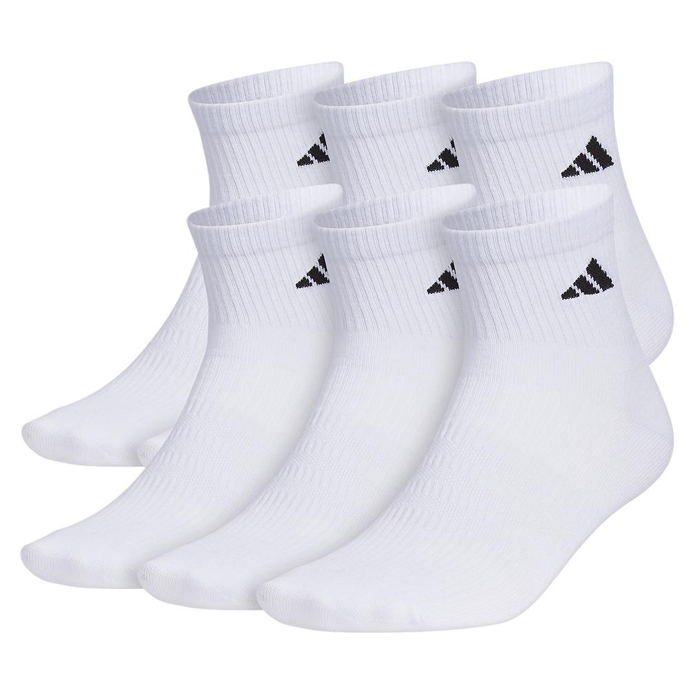 adidas Men`s Superlite 3.0 6 Pack Quarter Tennis Socks White and Black
