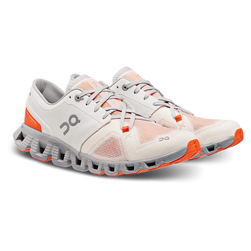 On Women`s Cloud X 3 Running Shoes Ivory and Alloy